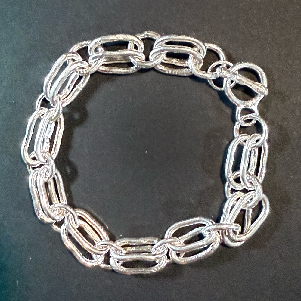 925 Sterling Silver Solid Chunky Chain Bracelet - image 1